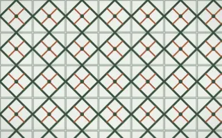 Bavarian Forest Lattice Tile — light green, orange and white azulejo background