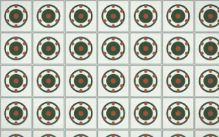 Bavarian Forest Medallion Tile — light green, orange and white azulejo background