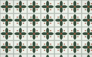 Bavarian Forest Petal Tile — light green, orange and white azulejo background