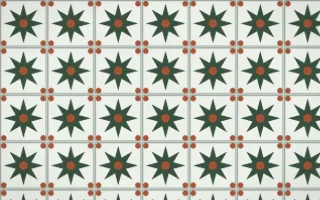 Bavarian Forest Star Tile — light green, orange and white azulejo background
