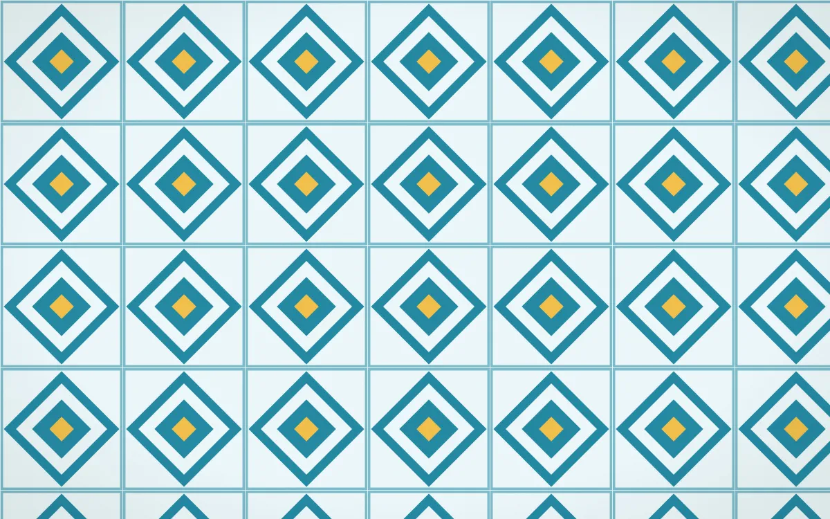 Bondi Surf Diamond Tile — light teal, gold and white azulejo background
