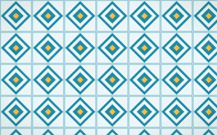 Bondi Surf Diamond Tile — light teal, gold and white azulejo background