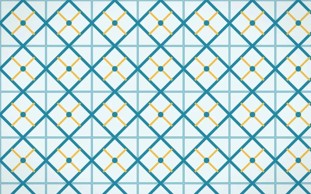 Bondi Surf Lattice Tile — light teal, gold and white azulejo background