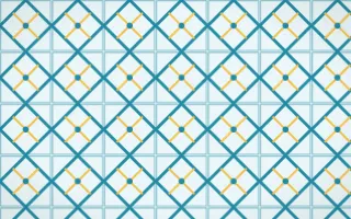 Bondi Surf Lattice Tile — light teal, gold and white azulejo background