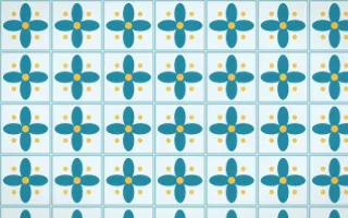Bondi Surf Petal Tile — light teal, gold and white azulejo background