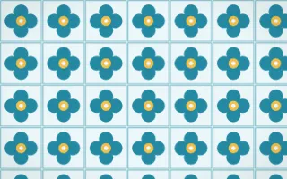 Bondi Surf Quatrefoil Tile — light teal, gold and white azulejo background