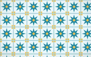 Bondi Surf Star Tile — light teal, gold and white azulejo background