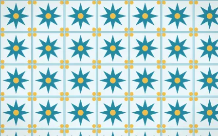 Bondi Surf Star Tile — light teal, gold and white azulejo background