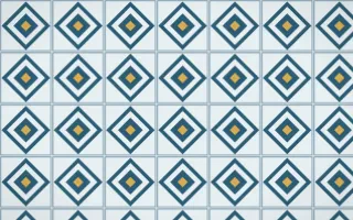 Bosphorus Diamond Tile — light blue, gold and white azulejo background