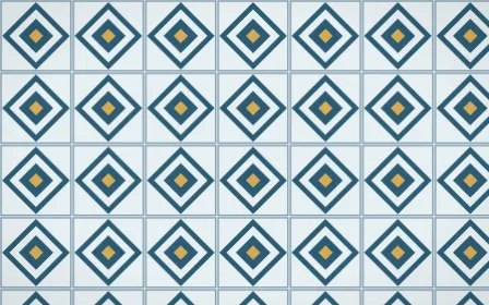 Bosphorus Diamond Tile — light blue, gold and white azulejo background