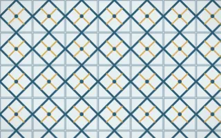 Bosphorus Lattice Tile — light blue, gold and white azulejo background