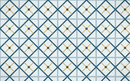 Bosphorus Lattice Tile — light blue, gold and white azulejo background
