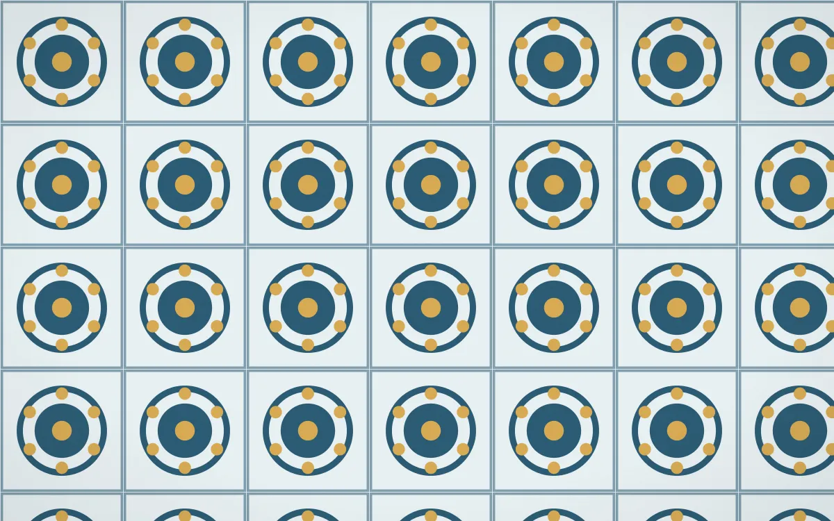 Bosphorus Medallion Tile — light blue, gold and white azulejo background