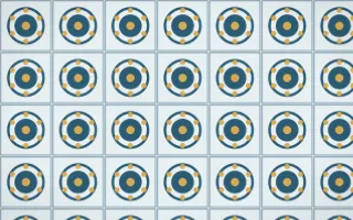 Bosphorus Medallion Tile — light blue, gold and white azulejo background