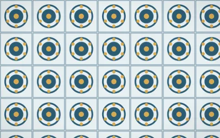 Bosphorus Medallion Tile — light blue, gold and white azulejo background
