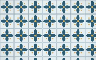 Bosphorus Petal Tile — light blue, gold and white azulejo background