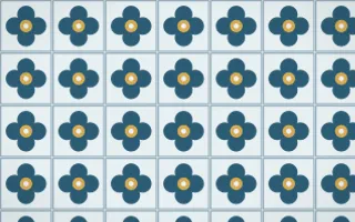 Bosphorus Quatrefoil Tile — light blue, gold and white azulejo background