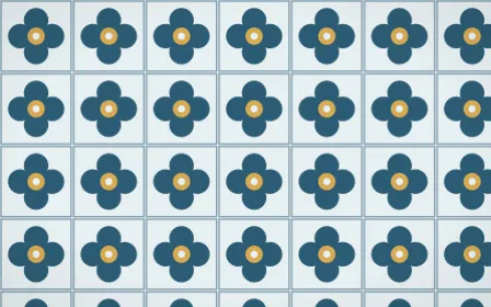 Bosphorus Quatrefoil Tile — light blue, gold and white azulejo background