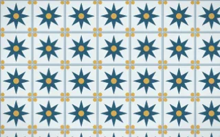 Bosphorus Star Tile — light blue, gold and white azulejo background