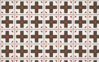 Brooklyn Loft Cross Tile — light brown, red and white azulejo background