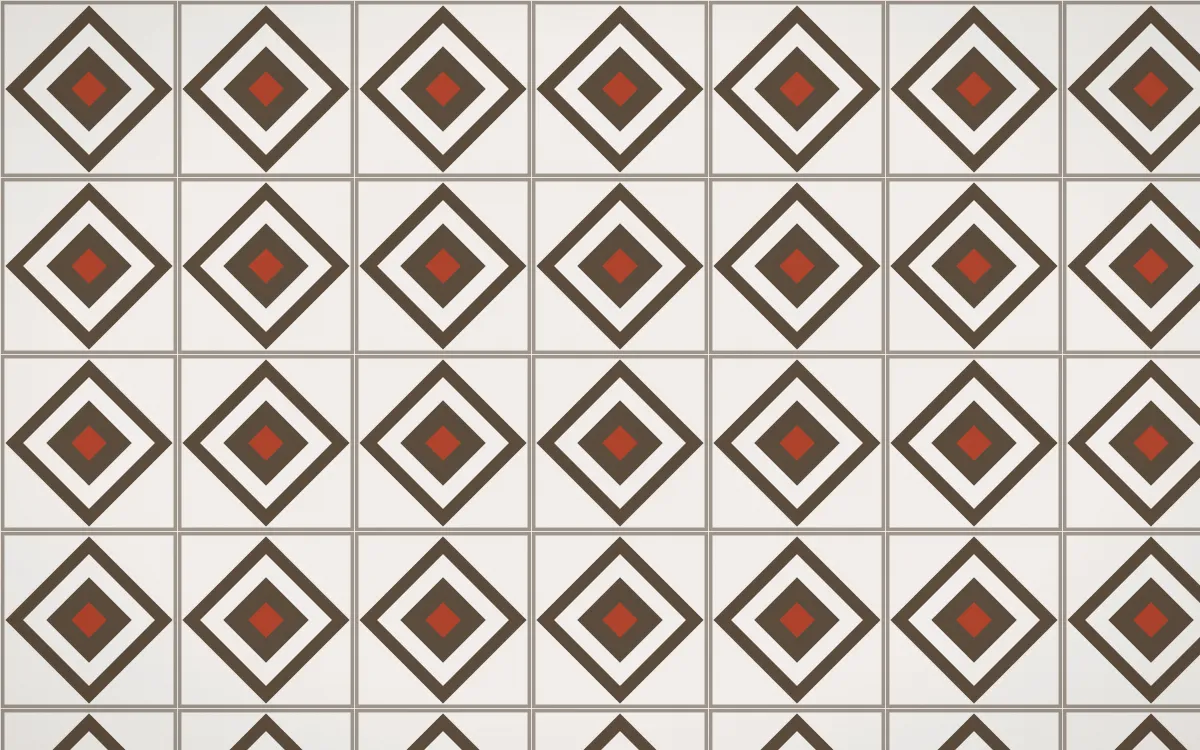 Brooklyn Loft Diamond Tile — light brown, red and white azulejo background