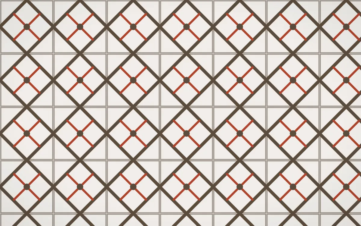 Brooklyn Loft Lattice Tile — light brown, red and white azulejo background