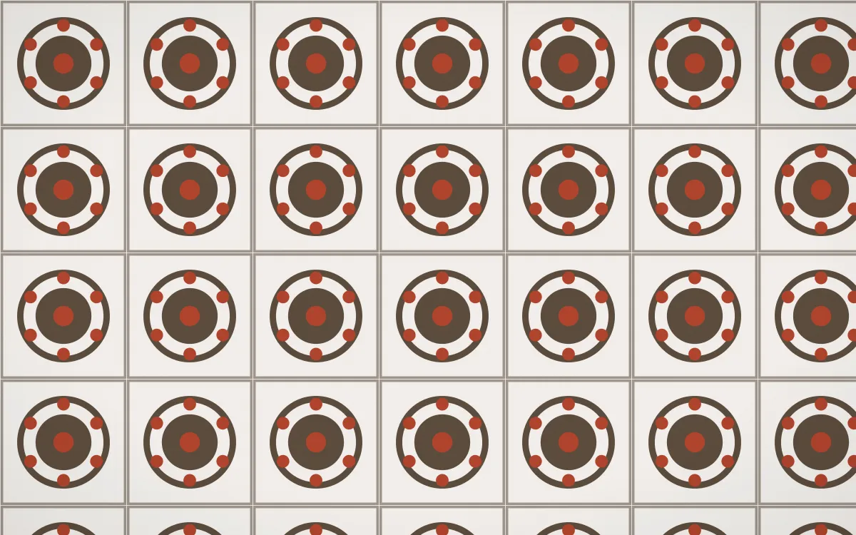 Brooklyn Loft Medallion Tile — light brown, red and white azulejo background