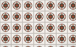 Brooklyn Loft Medallion Tile — light brown, red and white azulejo background