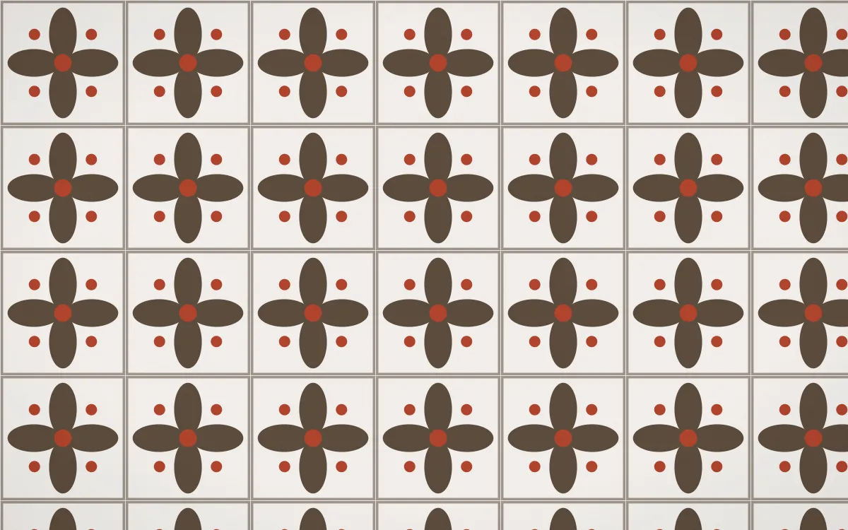 Brooklyn Loft Petal Tile — light brown, red and white azulejo background