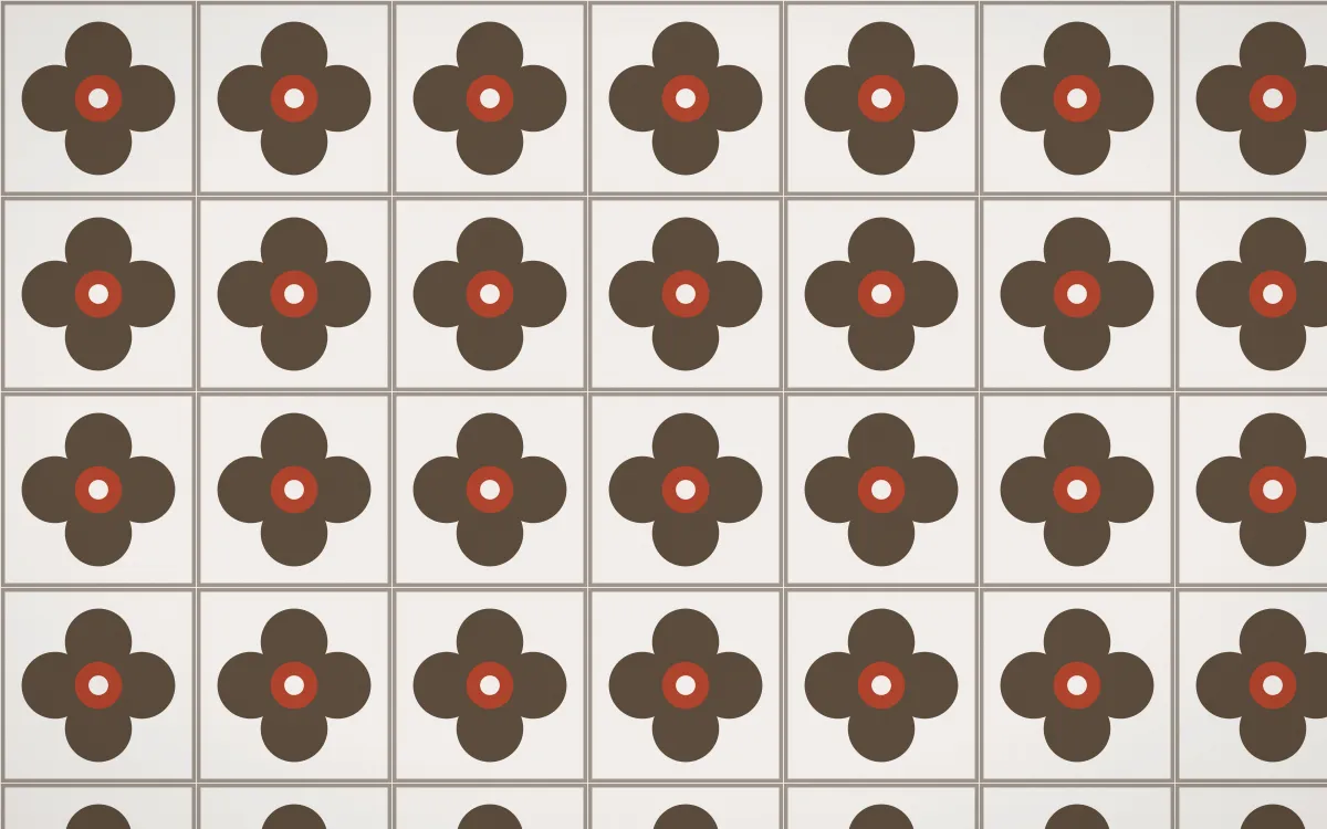 Brooklyn Loft Quatrefoil Tile — light brown, red and white azulejo background