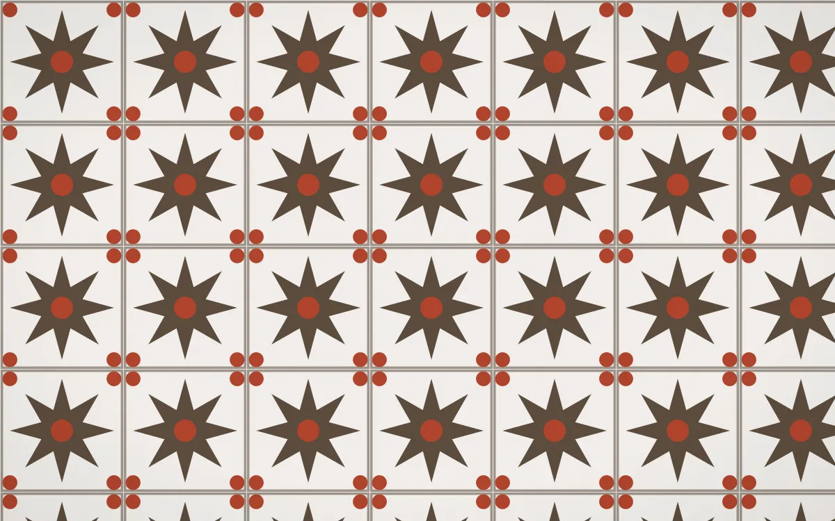 Brooklyn Loft Star Tile — light brown, red and white azulejo background