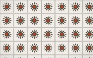 Brooklyn Loft Sunburst Tile — light brown, red and white azulejo background