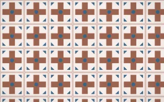 Budapest Rose Cross Tile — light orange, blue and white azulejo background