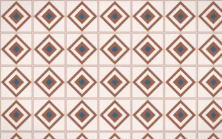 Budapest Rose Diamond Tile — light orange, blue and white azulejo background