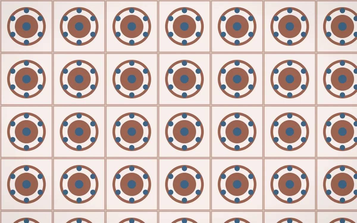 Budapest Rose Medallion Tile — light orange, blue and white azulejo background