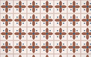Budapest Rose Petal Tile — light orange, blue and white azulejo background