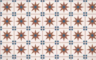 Budapest Rose Star Tile — light orange, blue and white azulejo background
