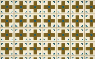 Cairo Gold Cross Tile — light brown, blue and beige azulejo background