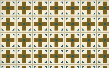 Cairo Gold Cross Tile — light brown, blue and beige azulejo background