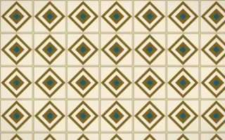 Cairo Gold Diamond Tile — light brown, blue and beige azulejo background