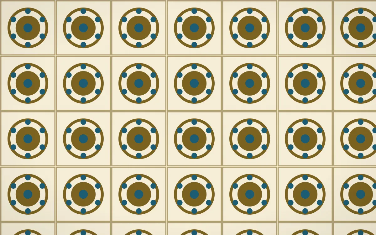Cairo Gold Medallion Tile — light brown, blue and beige azulejo background