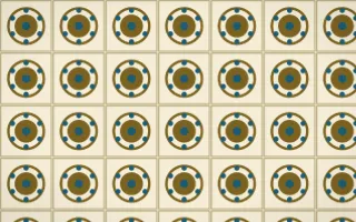 Cairo Gold Medallion Tile — light brown, blue and beige azulejo background
