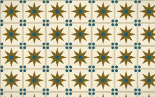 Cairo Gold Star Tile — light brown, blue and beige azulejo background