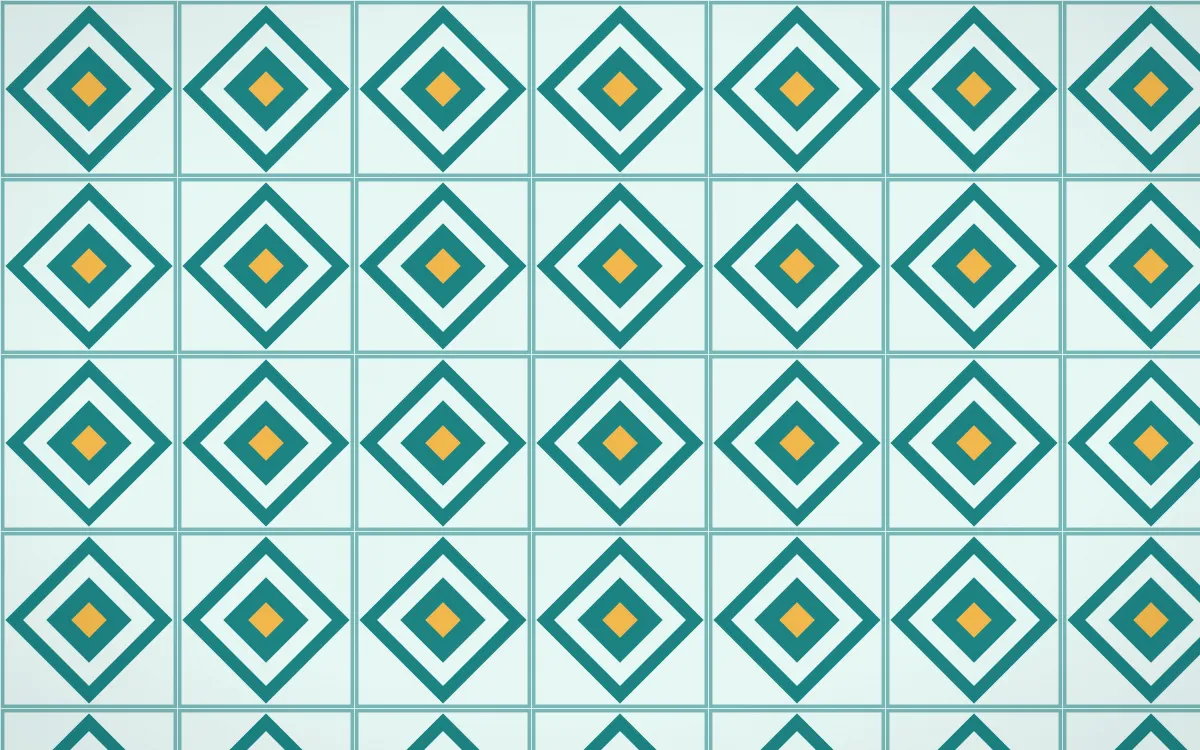 Cancún Surf Diamond Tile — light teal and gold azulejo background