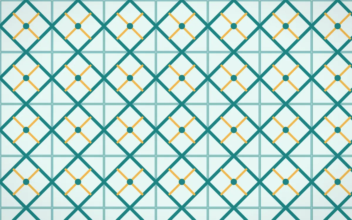 Cancún Surf Lattice Tile — light teal and gold azulejo background