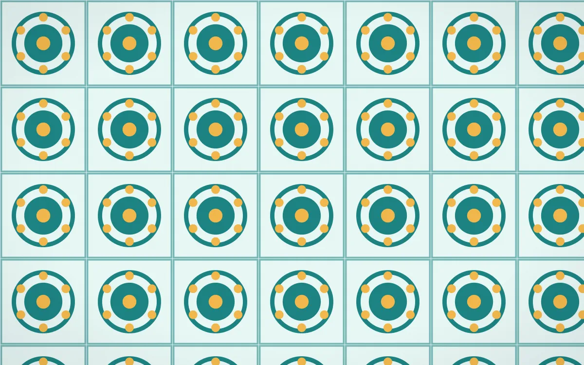 Cancún Surf Medallion Tile — light teal and gold azulejo background