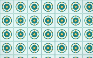 Cancún Surf Medallion Tile — light teal and gold azulejo background