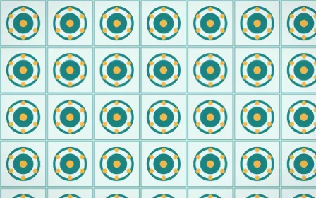 Cancún Surf Medallion Tile — light teal and gold azulejo background