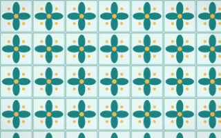 Cancún Surf Petal Tile — light teal and gold azulejo background