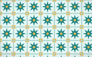 Cancún Surf Star Tile — light teal and gold azulejo background